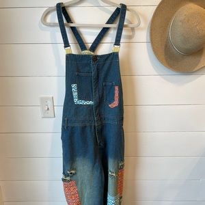 Baggy patched overalls. Women’s medium-large